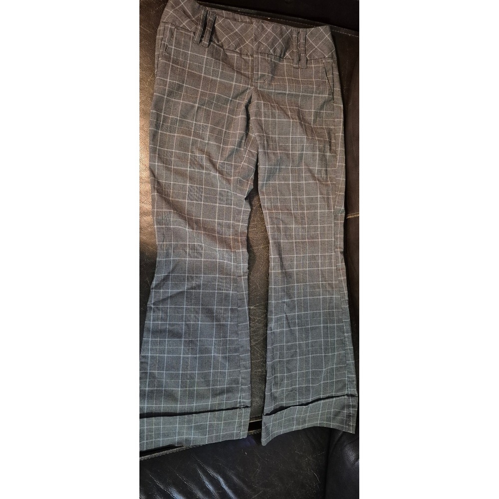 Spacegirlz Gray Plaid Shimmer Lurex Dress Pants Cuffed Flare Trousers Size 1